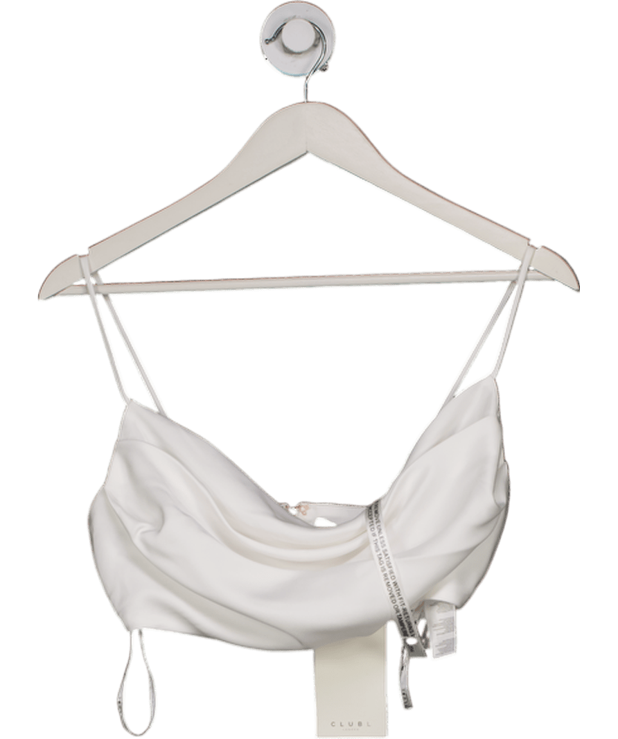 Club L White Una Cowl Neck Crop Top UK 6 - Reliked