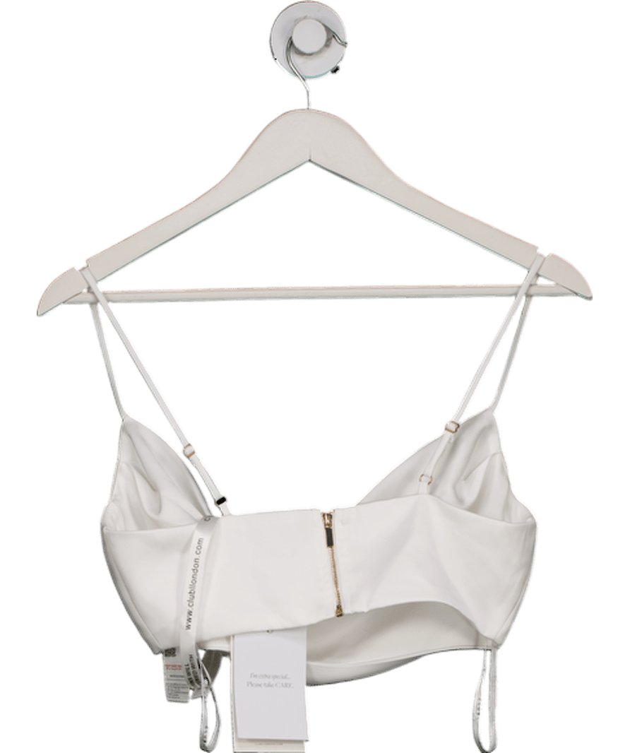 Club L White Una Cowl Neck Crop Top UK 6 - Reliked