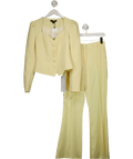 Club L Yellow 2 - piece Lemon Sweetheart - neck Tailored Top & Flared - leg Trousers Set UK 10 - Reliked