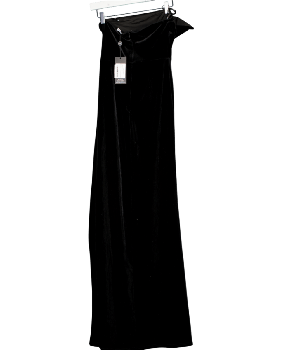 Club L Zafira Black Velvet Strapless Draped Maxi Dress UK 8 - Reliked
