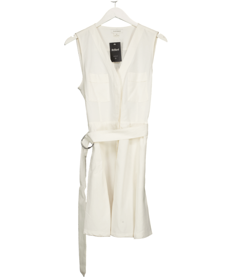 Club Monaco White Belted Mini Dress UK 8 - Reliked