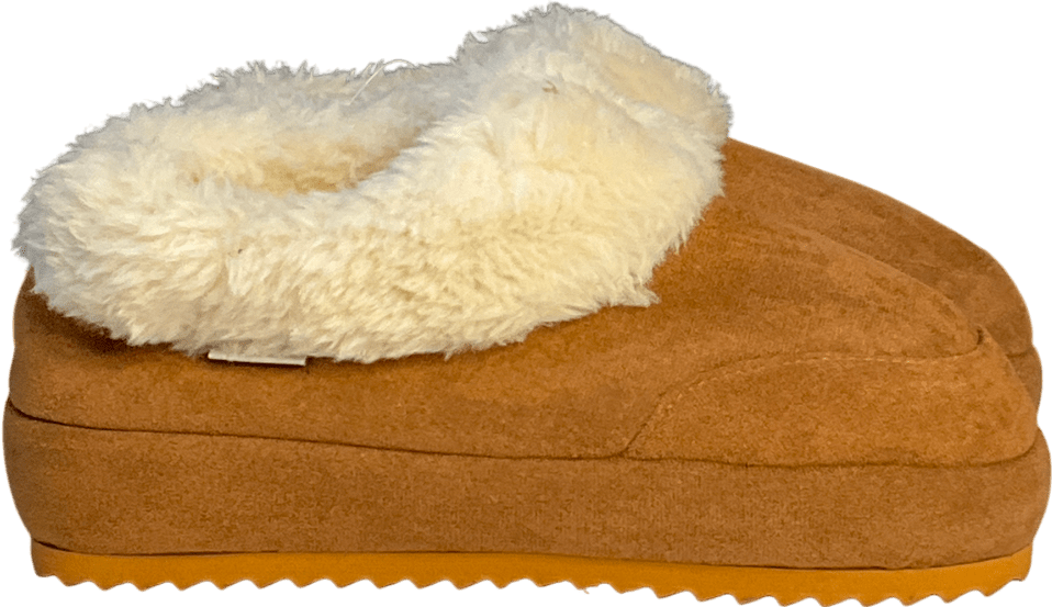 co face Brown House Slippers Warm Lined Micro Suede Fuzzy UK 5 EU 38 👠 - Reliked