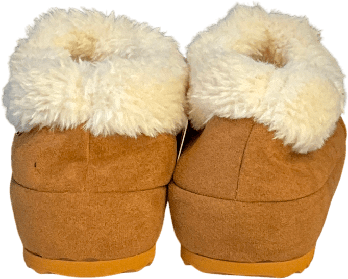 co face Brown House Slippers Warm Lined Micro Suede Fuzzy UK 5 EU 38 👠 - Reliked