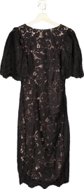 Coast Black Lace Flutter Sleeve Pencil Dress UK 8 - Reliked