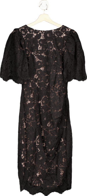 Coast Black Lace Flutter Sleeve Pencil Dress UK 8