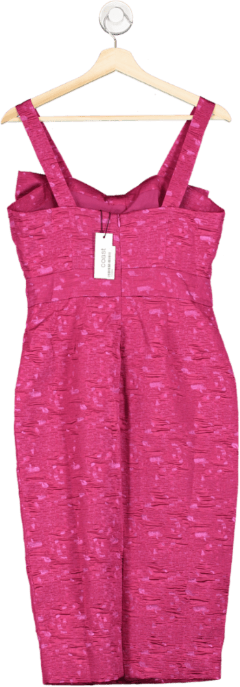 Coast Pink Petite Bow Front Jacquard Cami Midi Pencil Dress UK 10 - Reliked