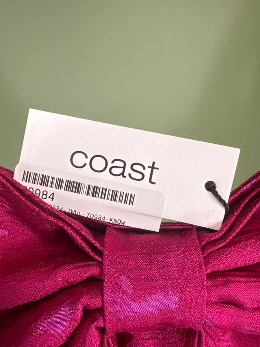 Coast Pink Petite Bow Front Jacquard Cami Midi Pencil Dress UK 10 - Reliked