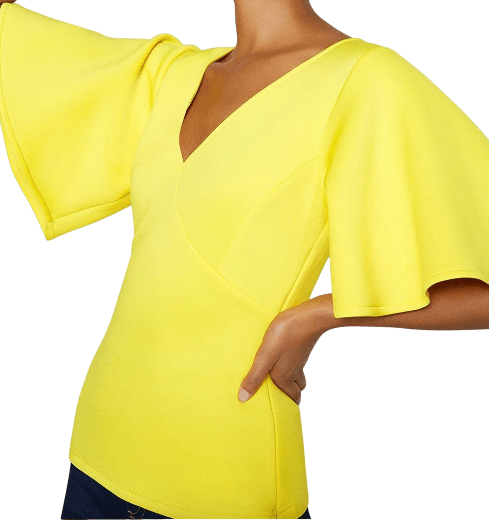 Coast Yellow Flare Sleeve Scuba Top UK 12 - Reliked