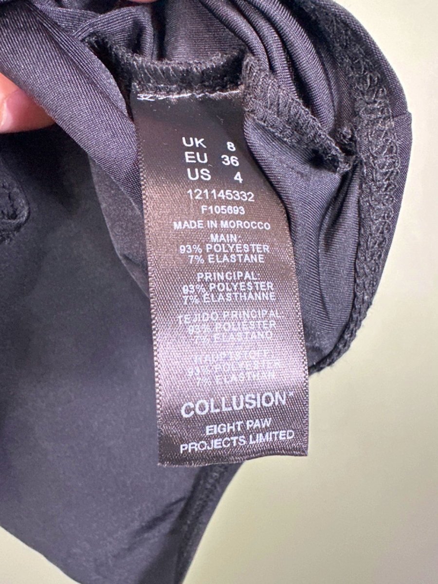 Collusion Black Bodysuit UK 8 - Reliked