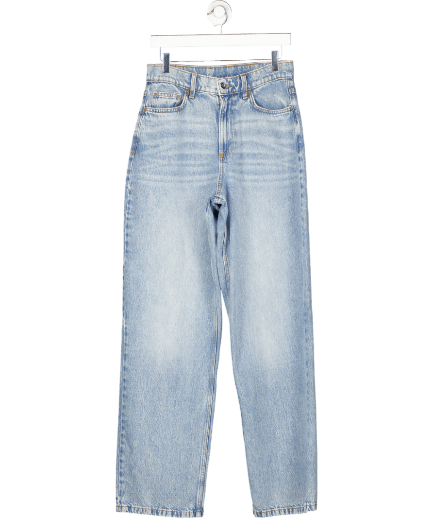 Collusion Blue Mid Rise Wide Leg Jeans In Midwash W26 - Reliked