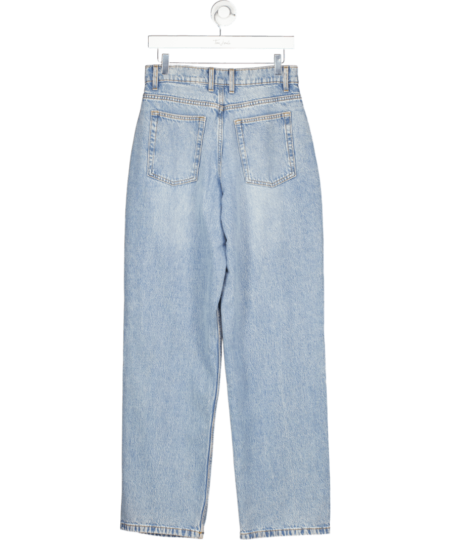 Collusion Blue Mid Rise Wide Leg Jeans In Midwash W26 - Reliked