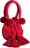 Colombia Collective Dark Red Wayuu Berry Pom Pom Bag - Reliked
