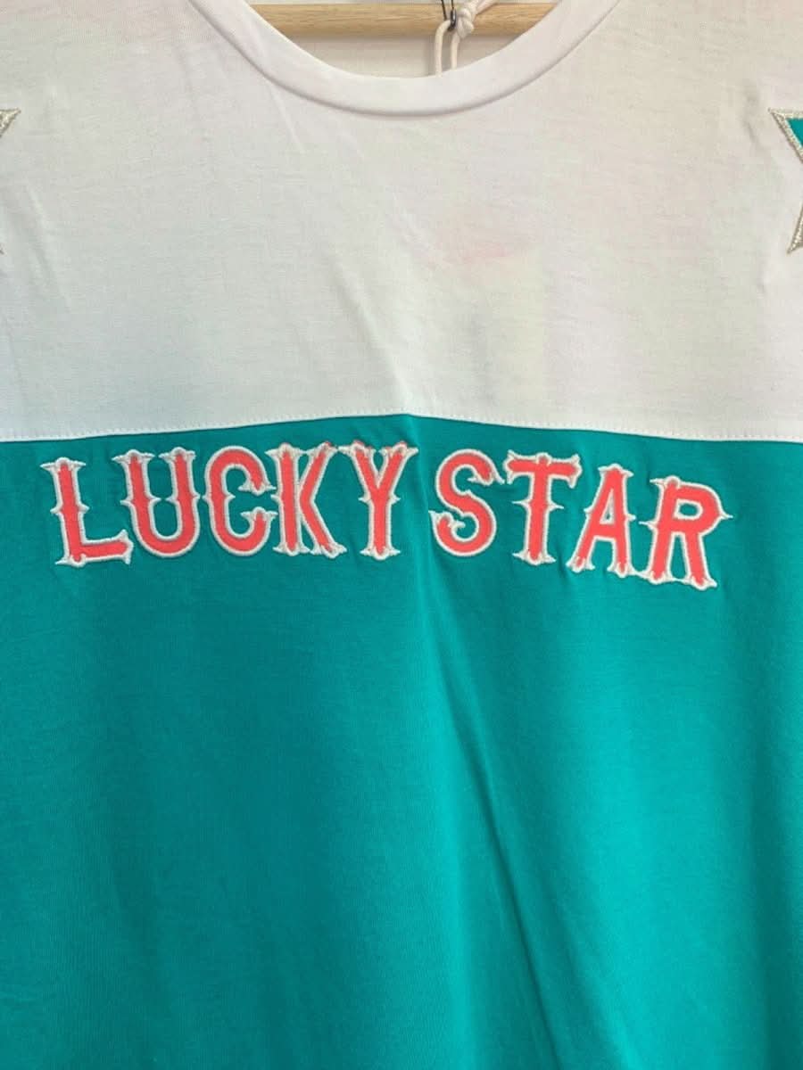 Colourful Rebel Blue/White Lucky Stars Loose Fit Shirt S - Reliked