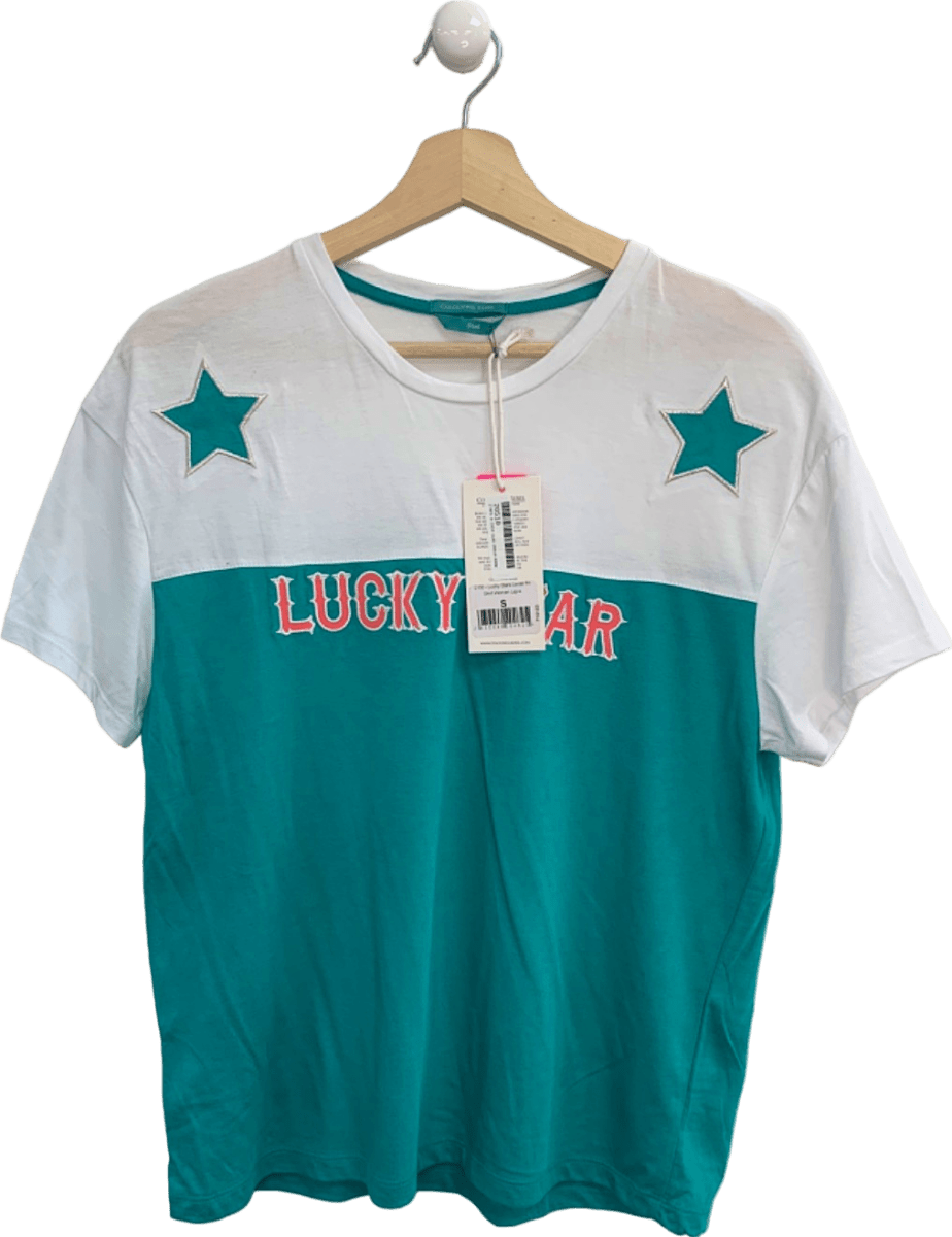 Colourful Rebel Blue/White Lucky Stars Loose Fit Shirt S - Reliked