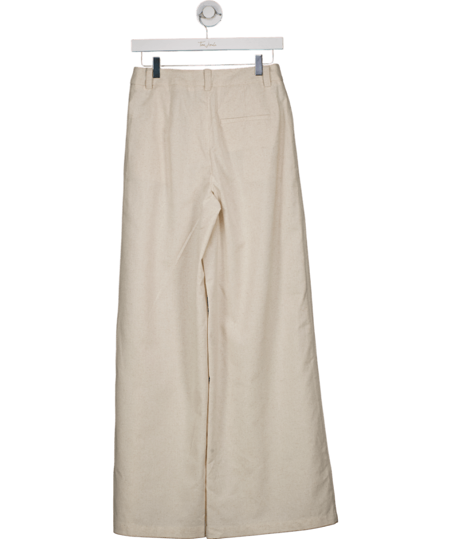 Commense Beige Linen Blend Wide Leg Trousers UK S - Reliked