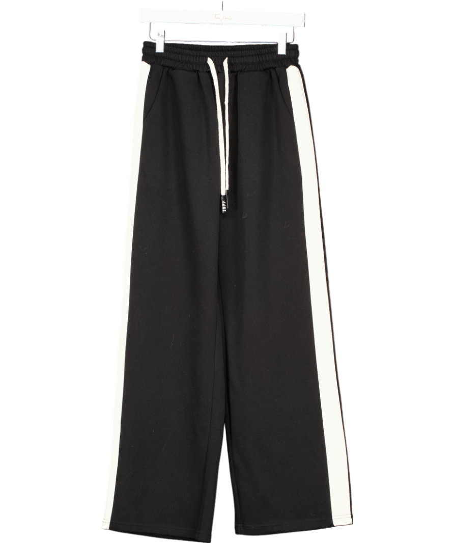Commense Black / Ivory Side Stripe Wide Leg Trousers UK S - Reliked
