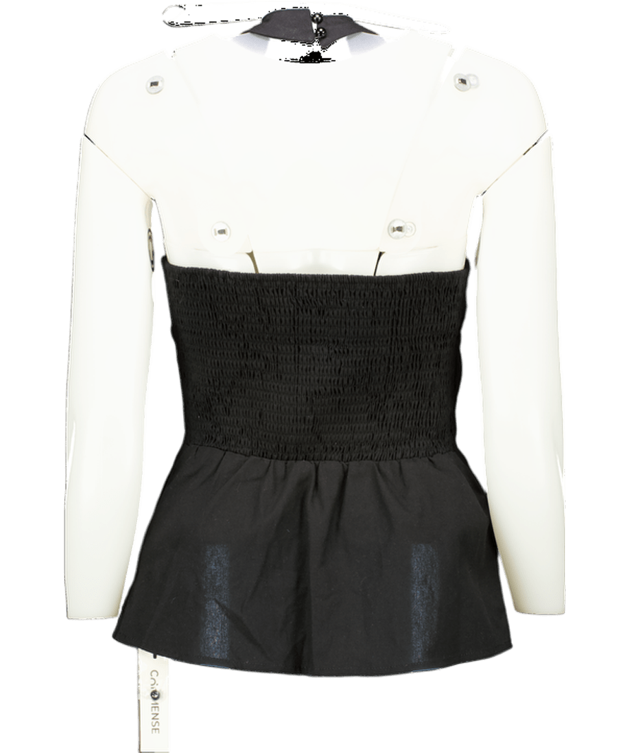 Commense Black Structured Halter Neck Top UK S - Reliked