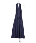Commense Blue Denim Belted Halter Neck Midi Dress UK XS - Reliked
