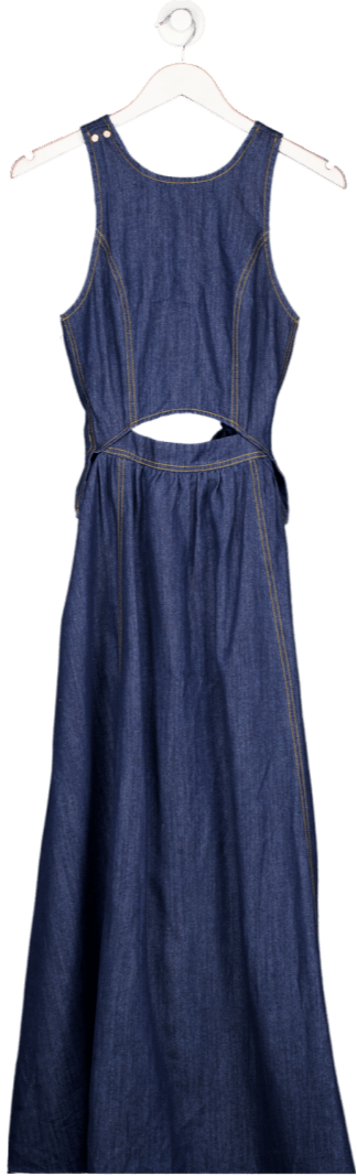 commense Blue Denim Cut Out Maxi Dress UK S - Reliked