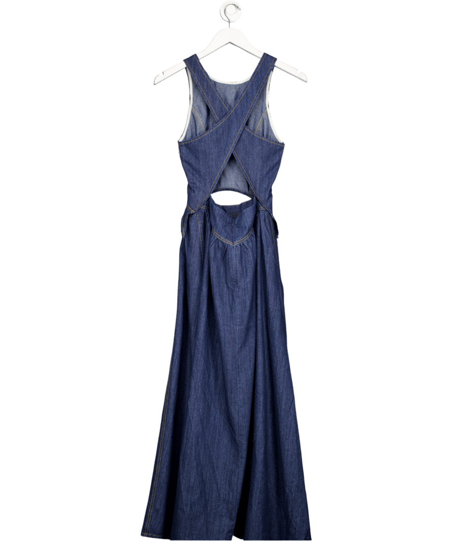 commense Blue Denim Cut Out Maxi Dress UK S - Reliked