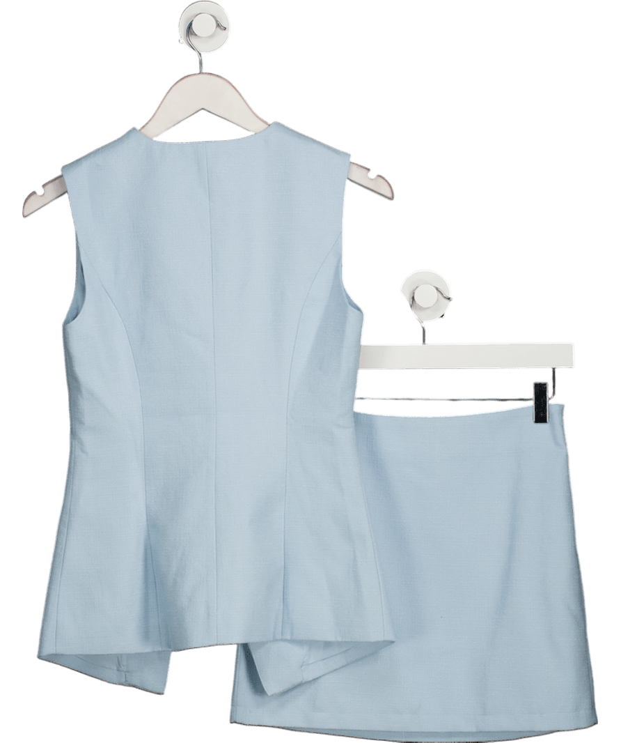 Commense Blue Pocketed Tweed Metal Button Shorts Set UK XS - Reliked