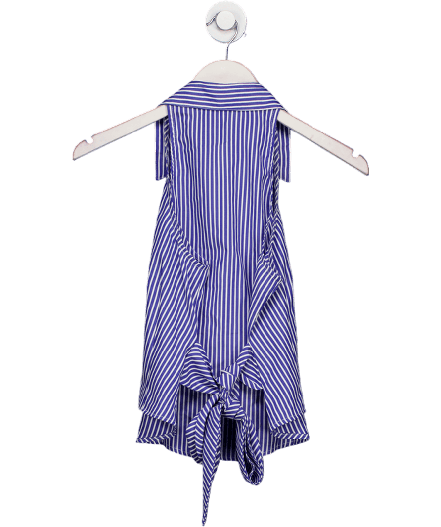 Commense Blue Striped Halter Tie Top UK S - Reliked