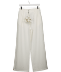 commense White Belted Mid - waisted Wide - leg Pants UK S - Reliked