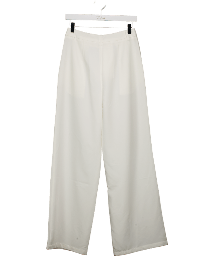 commense White Belted Mid - waisted Wide - leg Pants UK S - Reliked