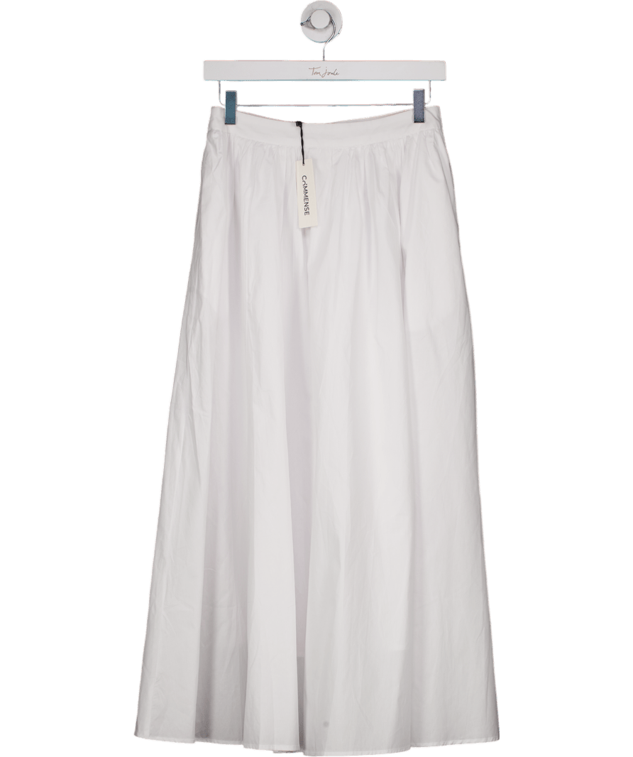 Commense White Gathered Midi Skirt UK S - Reliked