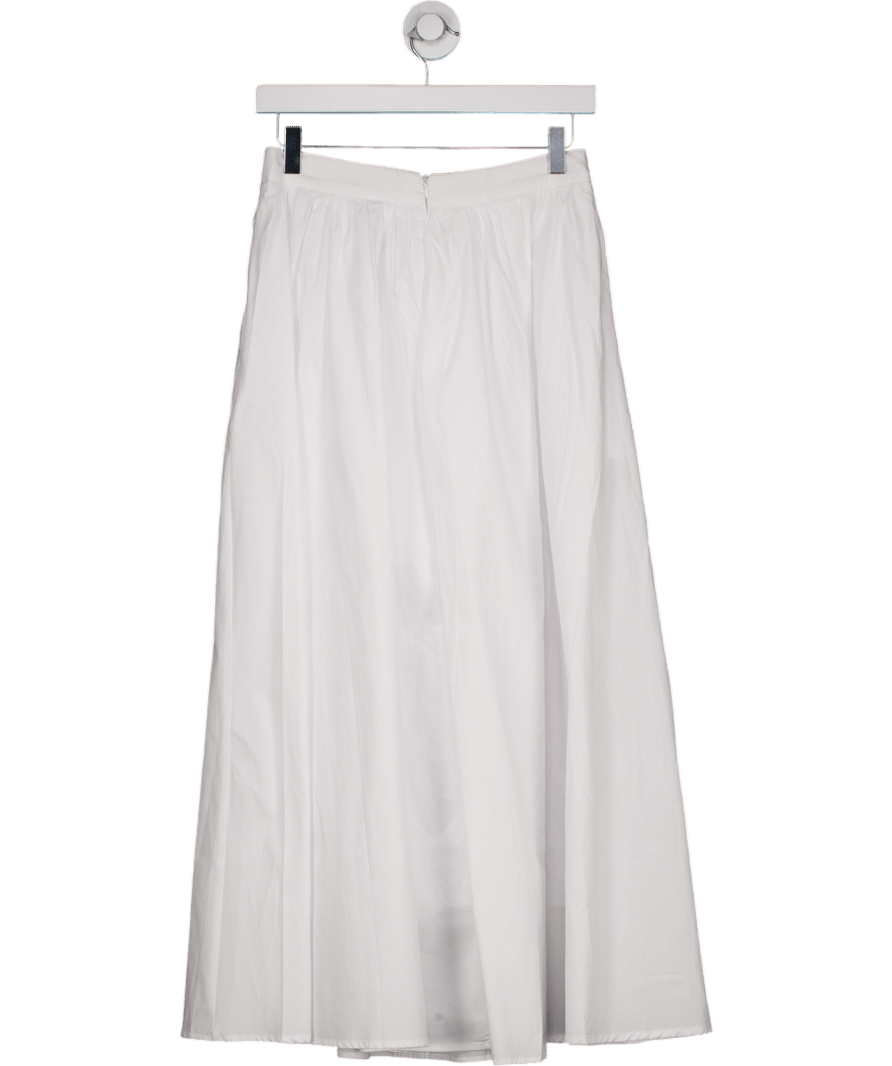 Commense White Gathered Midi Skirt UK S - Reliked