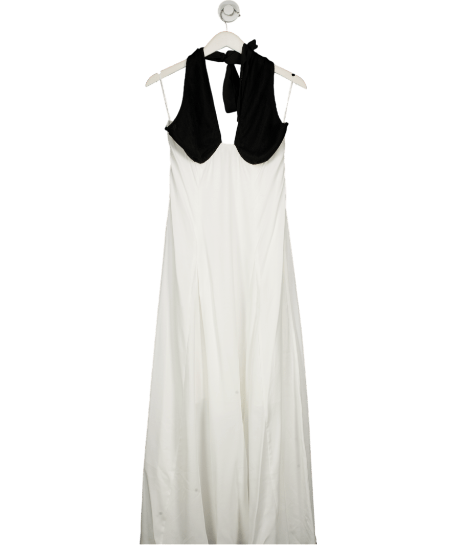 Commense White Halter Neck Cut - out Maxi Dress UK M - Reliked