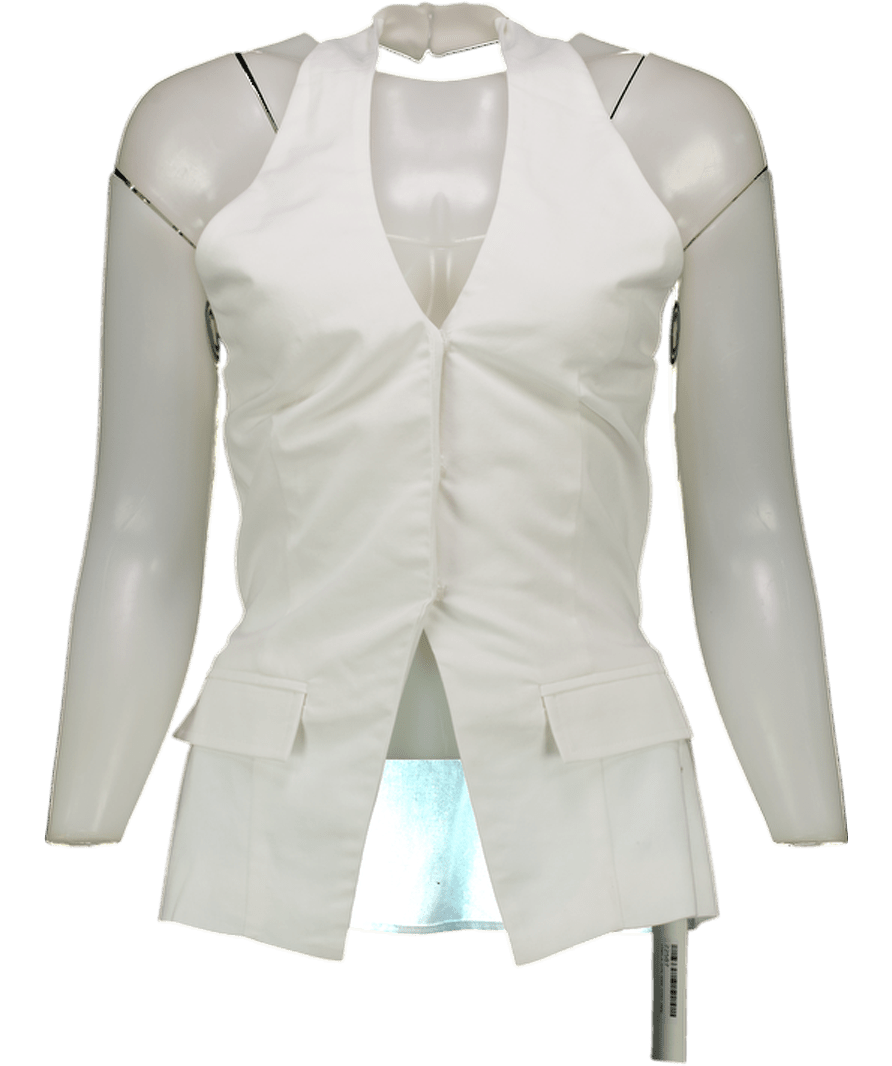 Commense White Halter Neck Structured Top UK S - Reliked