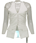 Commense White Halter Neck Structured Top UK S - Reliked