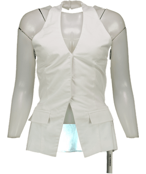 Commense White Halter Neck Structured Top UK S
