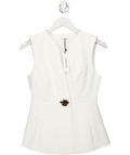 Commense White Single Button V - neck Vest UK S - Reliked