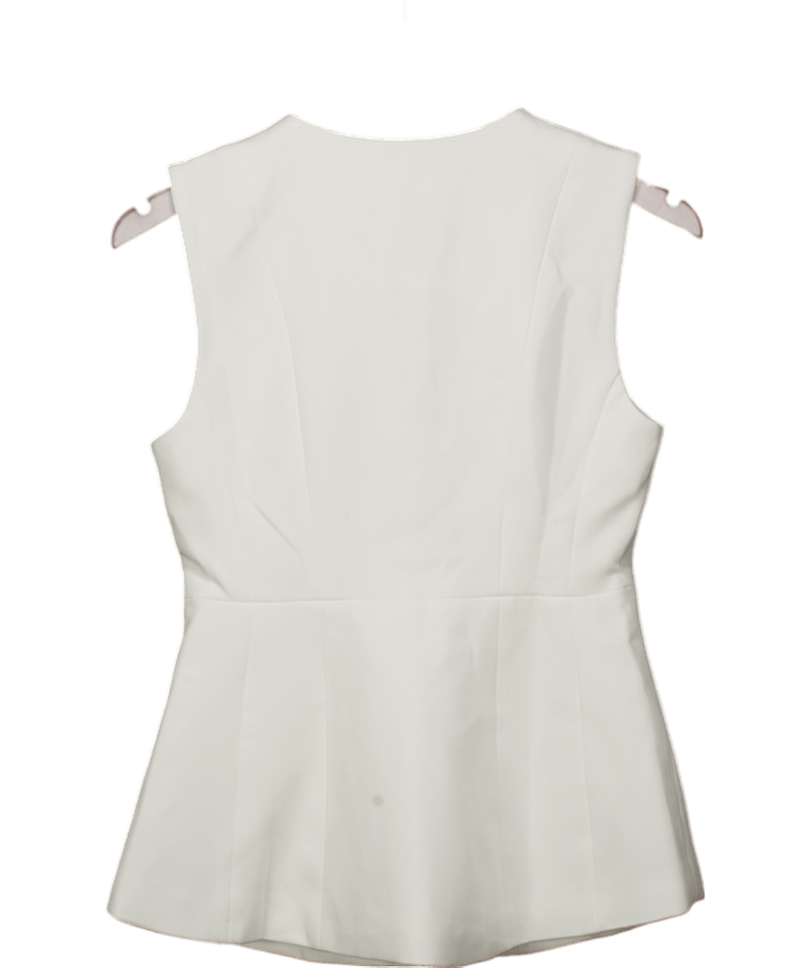 Commense White Single Button V - neck Vest UK S - Reliked