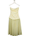 commense Yellow Semi - sheer Strapeless Ruched Maxi UK M - Reliked
