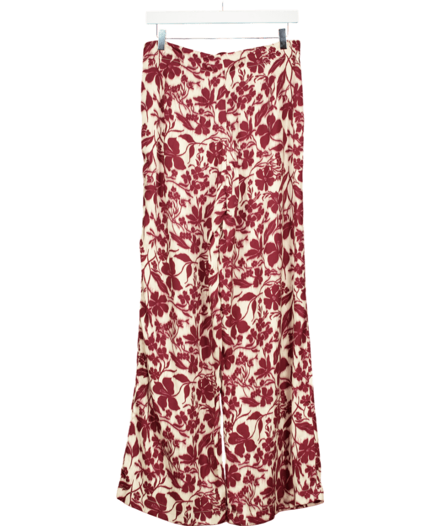 Copper & Black Kingston Claret Printed Satin Trousers UK 10 - Reliked