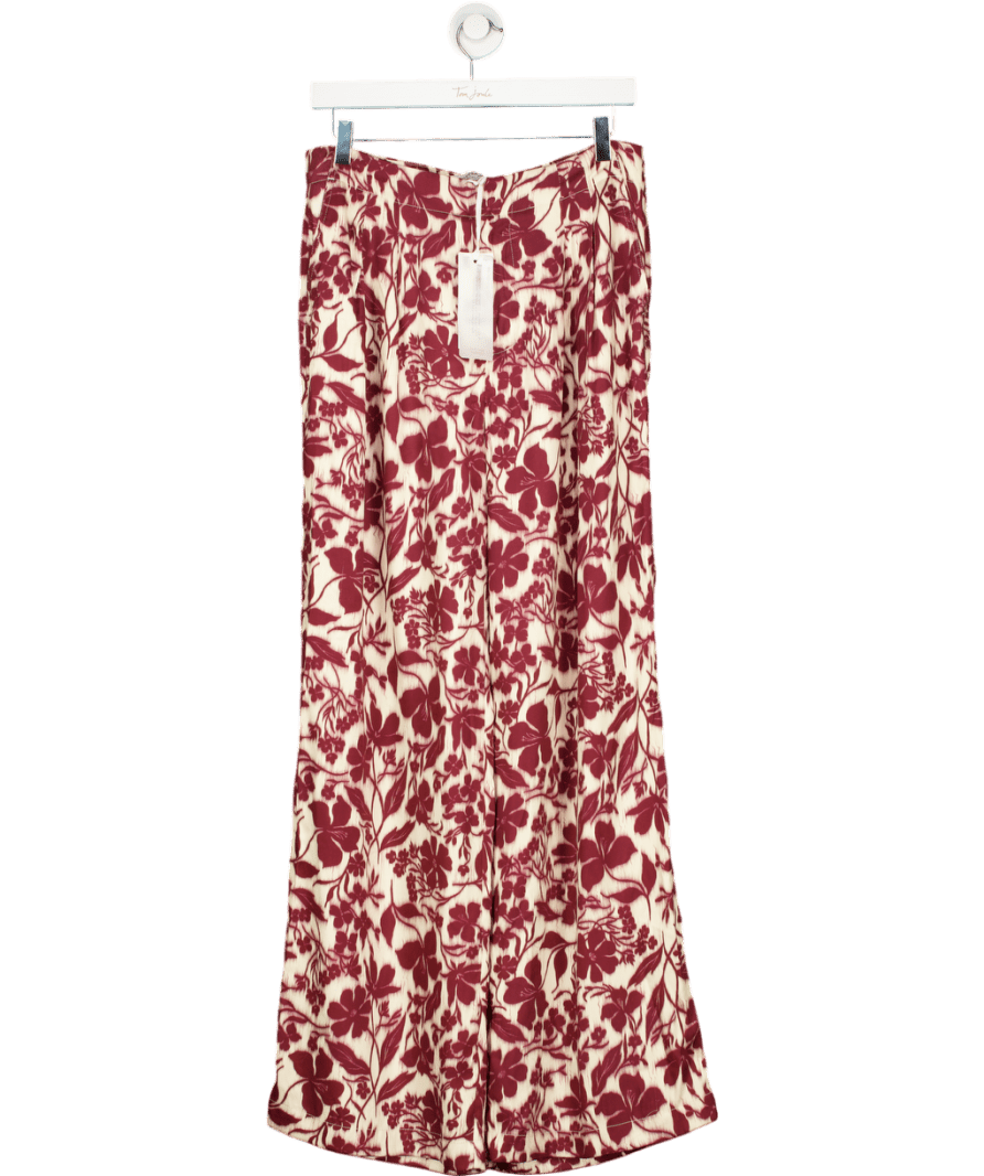 Copper & Black Kingston Claret Printed Satin Trousers UK 10 - Reliked