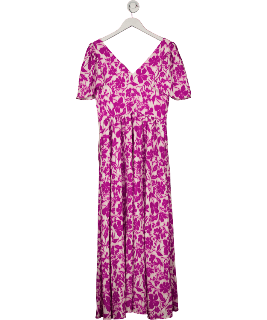 Copper & Black Purple Marlow Flute Sleeve Floral Maxi Dress UK 10 - Reliked