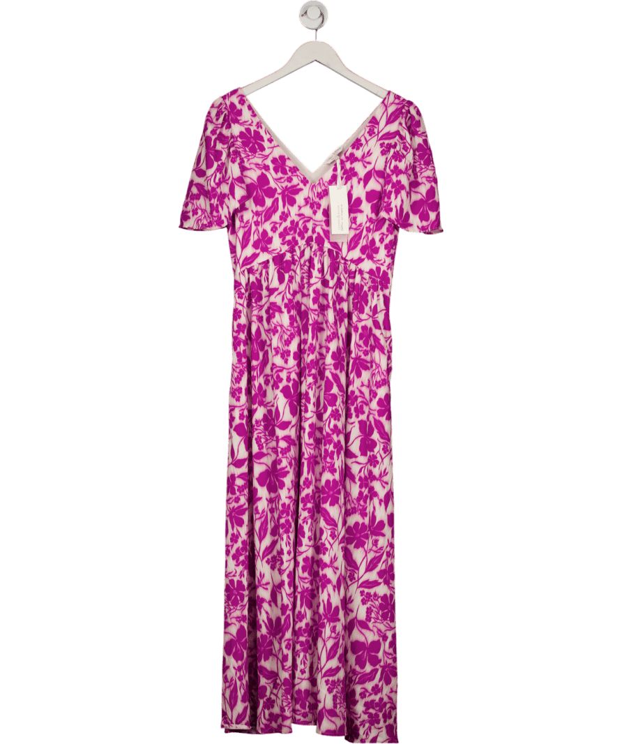 Copper & Black Purple Marlow Flute Sleeve Floral Maxi Dress UK 10 - Reliked