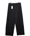cos Black Pleated Cotton Wide - leg Trousers W34R - Reliked