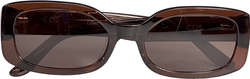 cos Brown Rectangular Frame Sunglasses One Size - Reliked