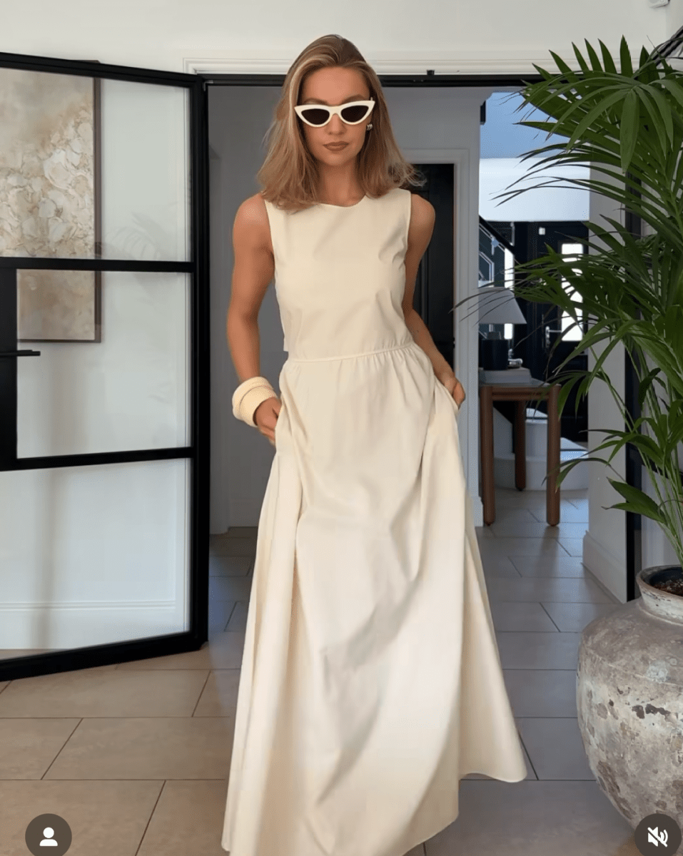 cos Buttermilk Yellow Open - back Cotton Maxi Dres UK 8 - Reliked