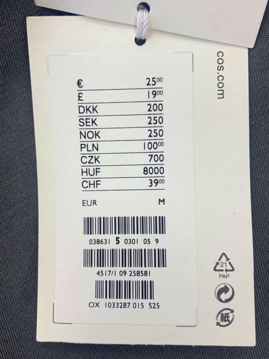 COS Grey Hand Dyed T-Shirt UK L - Reliked