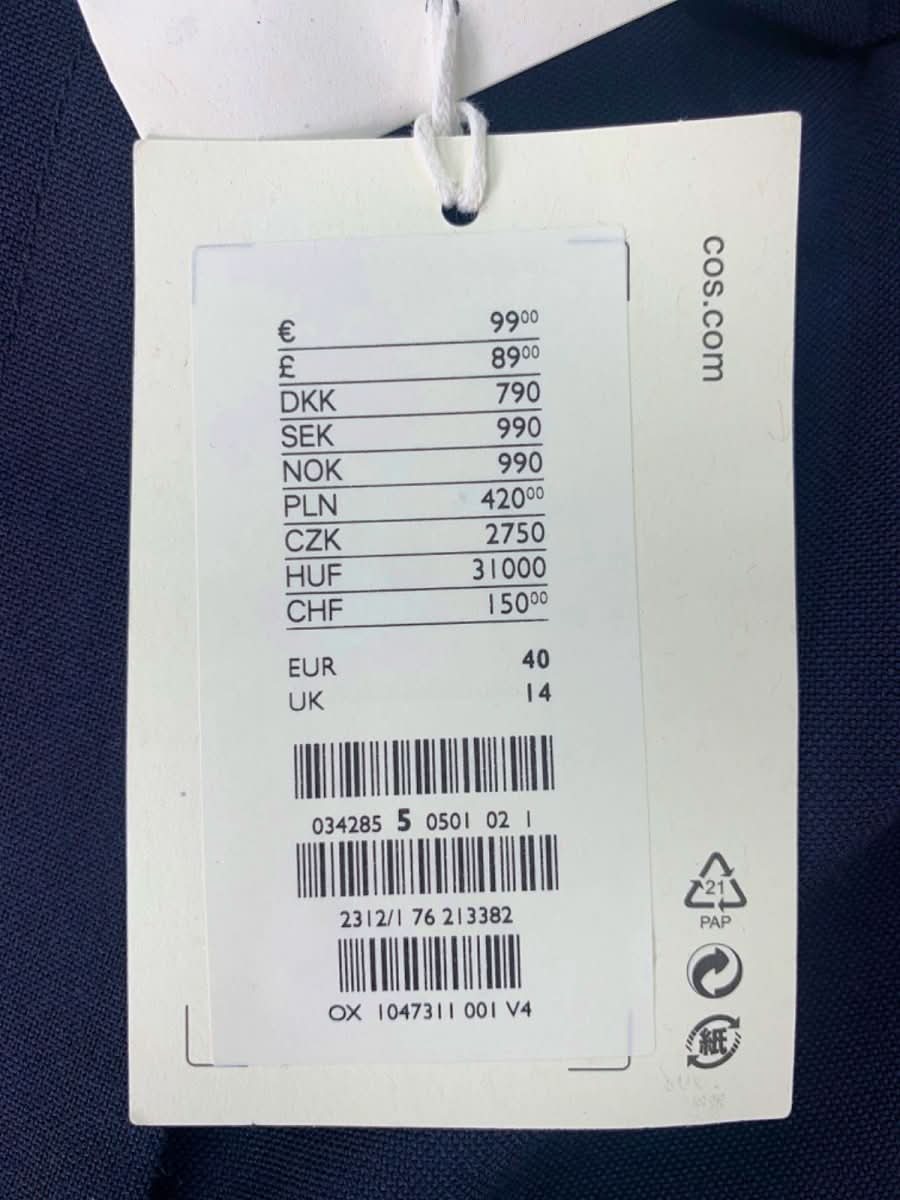 COS Navy Wool Trousers UK 14 - Reliked