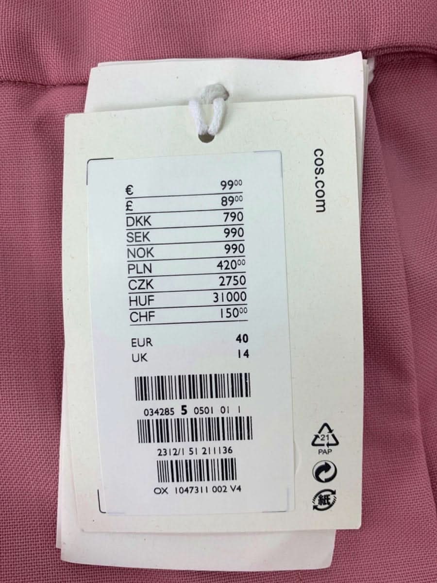COS Pink Wool Trousers UK 14 - Reliked