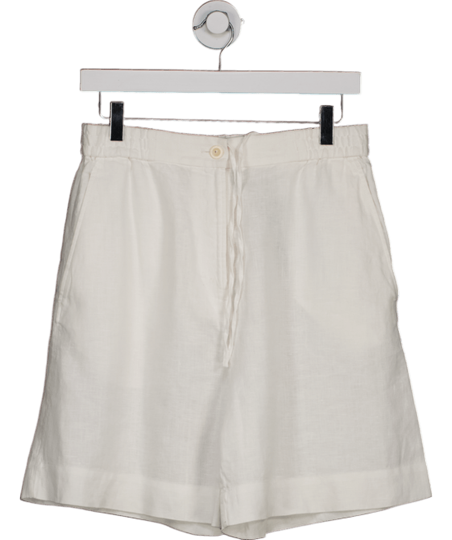 cos White Linen Drawstring Shorts UK S - Reliked