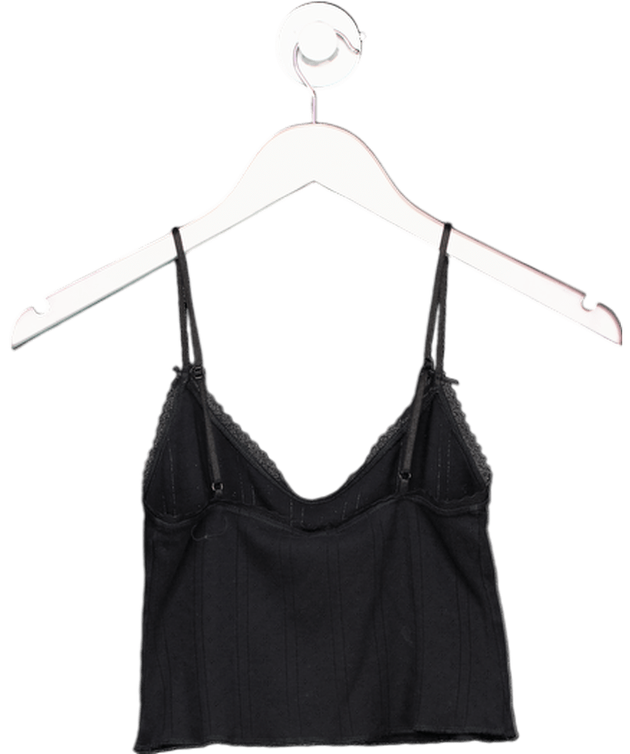 cou cou Intimates Black Pointelle Sleeveless Cotton Top UK S - Reliked