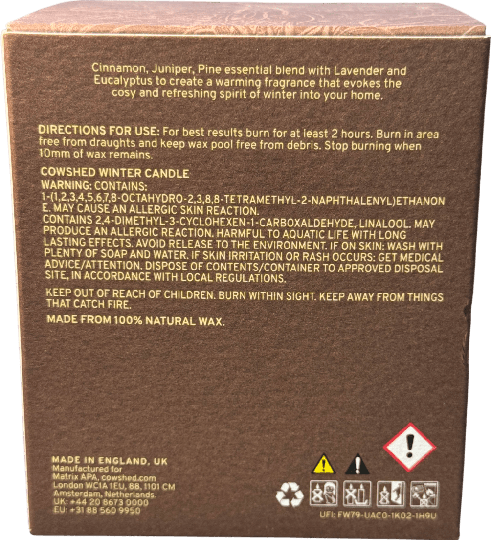 Cowshed Winter Scented Room Candle, 220g - Reliked